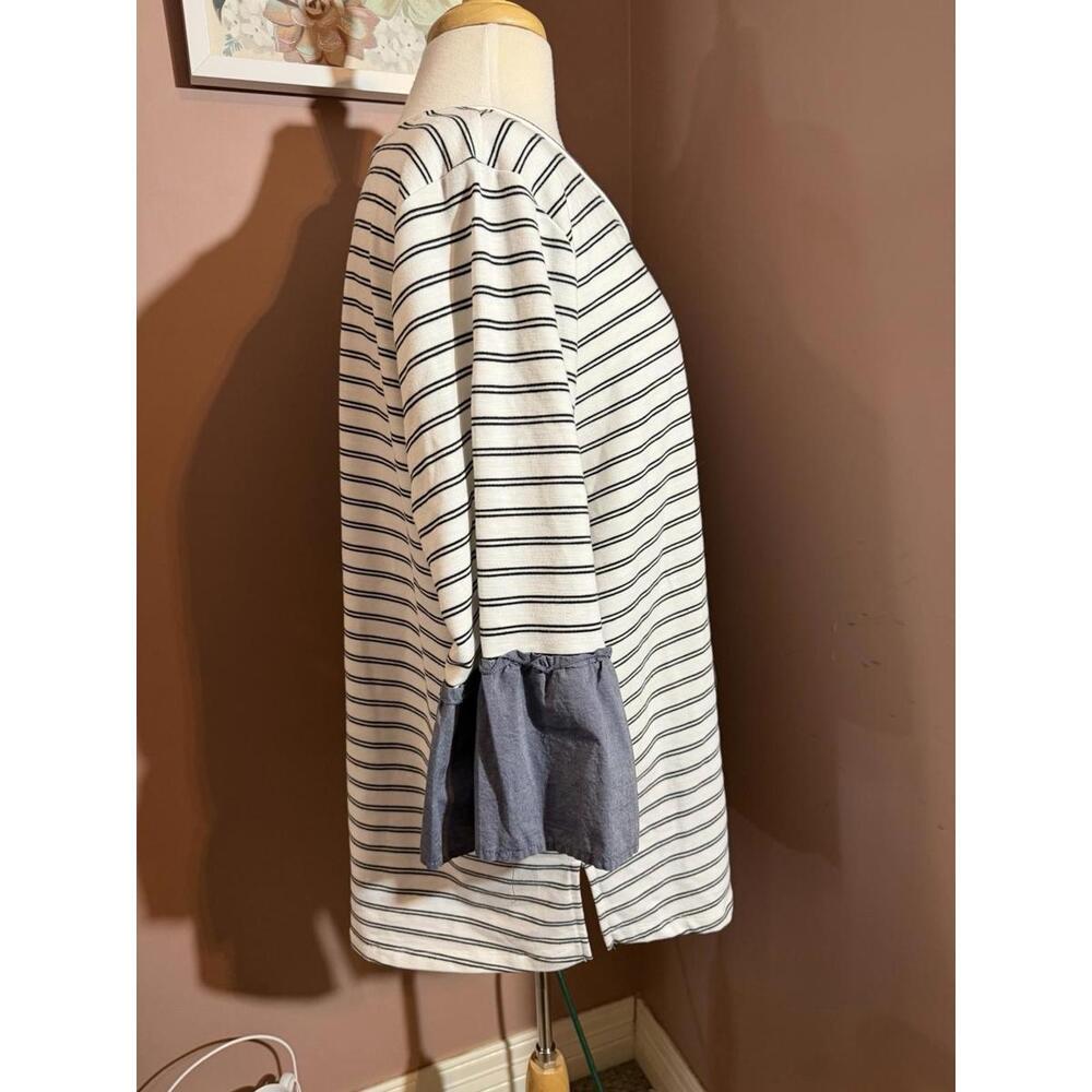 Lane Bryant Tunic Pullover Womens 18/20 Black & White Striped Ruffle 3/4 Sleeve - Picture 4 of 8